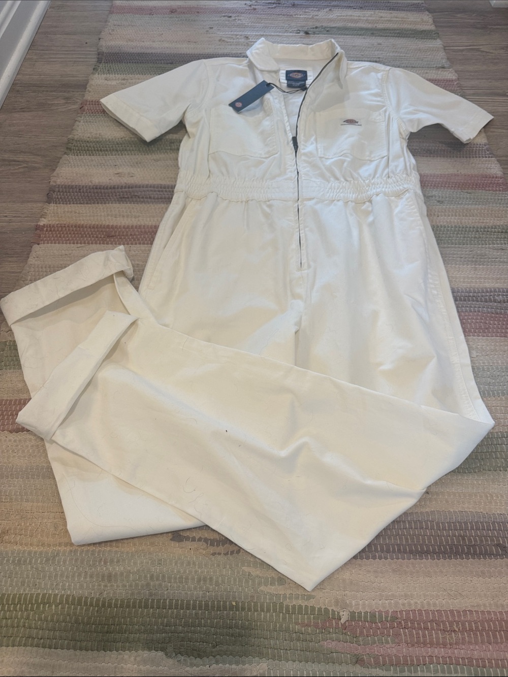 Dickies White Short-Sleeve Utility Jumpsuit
